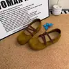 2026 Nuevos Zapatos de Ballet Mary Jane con Tira Cruzada de Gamuza Retro para Mujer Suela Suave Versátiles con Faldas Corte Bajo Suave Fondo Plano