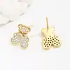 Novo Estilo, Brincos de Urso com Pérolas Super Bonitos e Design Único, Atacado do Fabricante, Brincos Únicos e Bonitos de Zircônia para Mulheres