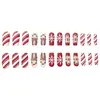 Estilo de venta caliente de comercio exterior 24 piezas arte de uñas copo de nieve navideño hombre de jengibre casa de dulces rayas uñas cuadradas de longitud media ponibles venta al por mayor