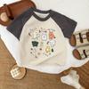 Traje de Verano de Manga Corta para Bebé Estilo Coreano Guapo Niño con Camiseta Casual Fina Estampada con Dibujos Animados Shorts Combinables para Bebé