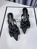 2026 Verano Estilo Francés Punta Fina Moño Hueco Tacón Alto Medias Sandalias Rosas Estilo Hada para Mujer