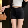Shorts Pretos de Cintura Alta para Mulheres, Roupa Exterior de Verão, Calças Casuais Justas de Perna Reta de Cintura Alta, Calças Brancas que Abraçam o Quadril, Tamanho XS