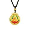Collar de disco de oro antiguo de Vietnam patrón hueco gota de color de aceite colgante con patrón auspicioso joyería de estilo nacional