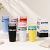 Taza de café simple y portátil en colores macarrón, taza aislada de acero inoxidable, compacta y conveniente, adecuada como regalo