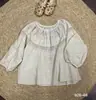 Verano 2026 Nueva Camisa de Algodón para Mujer con Cuello Redondo Estilo Japonés Blusa Holgada Cárdigan Estilo Artístico Retro Manga Corta