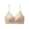 Lencería de encaje estilo francés para mujer, modelo fino de verano, cómoda para bustos pequeños, sin varillas, soporta los pechos laterales, previene la flacidez, sujetador sexy y bonito en la espalda