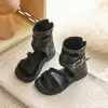 Sandalias Romanas Caladas Ins Retro 2026 Verano Nuevos Zapatos Cruzados de Princesa con Punta Abierta Estilo Coreano para Niñas con Falda