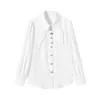 Blusa Profesional para Mujer de Manga Larga con Botón Dorado en Forma de Corazón Estilo Francés, Versátil, Corte Holgado, Nueva de Primavera y Otoño