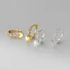 Brincos de Orelha em Formato de Coração com Diamantes Incrustados em Prata de Lei S925 Nalan Exquisitos Simples Estilo Ins Design de Nicho Brincos M08161