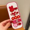 Pinza roja festiva para el cabello con flequillo, clip lateral, lazo infantil, oso, conejo, juego de pinzas para el cabello, clip lateral infantil