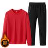 Conjunto de Sudadera de Algodón de Invierno con Cuello Redondo para Hombre, Jersey con Forro Polar, Ropa Deportiva Casual Cálida, Logo Personalizable, Forrado de Polar y Engrosado