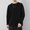 Camiseta de algodão manga longa masculina fina solta primavera e outono roupas moda alta rua americana marca plus size roupas de outono camisa base
