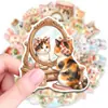 50 Pegatinas Acuarela de Sanación Transfronteriza de Gato Fresa y Conejo Pintadas a Mano para Journaling y Decoración de Tabletas Al Por Mayor