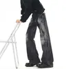 Jeans Lavados Negros de Moda Retro Americano de Fábrica para Hombre, Pantalones Anchos Rectos para Pareja, Marca de Moda