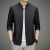 Ropa de protección solar para hombre, chaqueta fina casual de moda para mediana edad con cuello alto, ropa de verano, chaqueta de color liso estilo chino, abrigo de piel