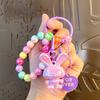 Llavero con pulsera de conejo de cuentas, colgante creativo y exquisito para bolso de pareja, llavero con colgante para mujer, pequeño regalo al por mayor