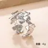 Anillo de Acero de Titanio de Moda Europea y Americana para Mujer, No se Desvanece, Personalidad Hip Hop, Flores Prensadas en Aceite, Anillo de Acero Inoxidable, Anillo de Dedo Abierto