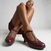 Zapatos de hebilla antideslizantes de suela de goma, zapatos casuales para mujer de primavera y otoño, punta redonda, color liso, tacón medio, zapatos grandes para mujer