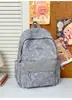 Mochila Bordada com Letras em Tecido Fosco, Mochila de Camadas Estilo Coreano para Festa de Estudantes, Compras e Passeios