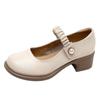 Zapatos Mary Jane para Mujer de Estilo Nuevo de Verano con Suela Suave, Cómodos con Faldas, Zapatos para Mujer, Tacón Medio Bajo de Cuero Suave con Punta Redonda