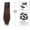 Venta al por mayor transfronteriza Juego de 12 piezas de extensiones de clip para el cabello para mujeres europeas y americanas, Pelucas de clip de cabello largo liso, En stock para venta al por mayor