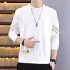 Sudadera de manga larga para hombre, nuevo estilo primavera y otoño, cuello redondo, corte holgado, engrosada, top tipo pullover sin capucha, chaqueta de manga larga para hombre joven