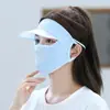 Máscara femenina de verano de seda de hielo con visera sombrero de sol transpirable protección UV cubierta Cara completa Kini verano