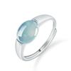 Anillo de jade azul agua de estilo simple y natural, con piedra de jade hielo, plata S925, ajustable para hombres y mujeres.