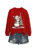 Amazon eBay Estação Independente Moda Bonito Divertido Série de Natal Feminina Moletom com Capuz Camisa de Manga Longa Gola Redonda