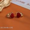Pendientes Ankara Rojos de Moda Estilo Occidental Retro Moda Personalidad Elegante Temperamento Lazo Rojo Vino Pendientes de Amor