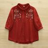 Verano Nuevo Gasa de Algodón de Doble Capa Bordada Camisas de Manga Larga para Mujer Sueltas y Versátiles Tops de Camisa Casual