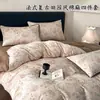 Juego de Ropa de Cama Retro de Algodón Puro Estilo Americano de Cuatro Piezas, Funda de Edredón 100% Algodón y Lino para Dormitorio Principal, Juego de Tres Piezas de Ropa de Cama de Alta Gama
