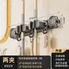 Soporte para mopa de ventosa para baño con ganchos para uso doméstico, para organizar y guardar escobas y trapos detrás de la puerta del baño