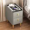 Mesita de noche inteligente de madera maciza estilo nórdico armario de almacenamiento con desbloqueo de huellas dactilares mueble para casa de huéspedes de celebridades de internet armario de almacenamiento ultraestrecho de doble capa