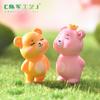 Oso pareja nueva micro paisajismo jardinería DIY decoración de pastel accesorios corazón de niña oso lindo besándose decoración