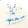 Cuentas Sueltas de Color Gradiente Iridiscente ABS de Alto Brillo Blanco Lechoso Imitación Perla para Manualidades DIY con Agujeros, Cuentas Espaciadoras, Accesorios para Joyería