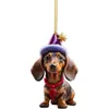 Novo Chapéu de Natal Transfronteiriço Cão Dachshund Decoração Pingente Árvore de Natal Acrílico Plano Presente Decoração Pingente