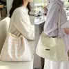 Bolsa Tote de Doble Vista de Alta Calidad Nueva para Primavera y Verano 2025, Bolsa Versátil de Lona a Cuadros, Bolsa Cruzada de Gran Capacidad