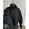 Sudadera Nueva Otoño 2025 Sudadera Americana Media Cremallera Cuello Alto Peso Pesado Holgada Top de Pareja Tops Hombre