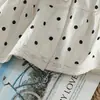 Foto Real de Camisa de Diseño Estilo Coreano con Lunares para Mujer, Nuevo Modelo de Primavera, Corte Holgado, Versátil, Cuello Redondo, Manga Larga, Top de Camisa 100% Algodón