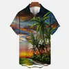 Camisa de Manga Corta Nueva para Hombre Verano Estilo Hawaiano Impresión Digital 3D Casual de Playa Top para Hombre