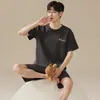 Chegada Nova Transfronteiriça Pijamas Masculinos de Verão Manga Curta Conjunto Estilo Coreano Solto Tamanho Grande Desenho Animado Casual Roupa de Fora Roupas de Casa