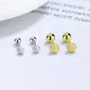Aretes de tachuela tipo gorro esmerilado para mujer Plata de ley 925 simples estilo Ins pequeño tornillo de rosca tachuela para hueso de la oreja hilo joyería para oreja