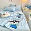Conjunto de Quatro Peças Colcha de Verão Bordada Estilo Ins Classe A Toalha de Algodão Puro Colcha Fresca de Verão Colcha de Desenho Animado Colcha Climatizada Cobertor para Soneca de Dormitório Colcha Infantil