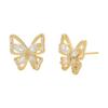 S925 Agulha de Prata Moda Coreana Brincos Distintivos Zircon Oco Borboleta Brincos Femininos TikTok Brincos de Venda ao Vivo