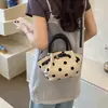 Bolsa de Lona de Lunares de Lino Tipo Bollo para Mujer 2026 Nueva Bolsa Tote Pequeña Bolso Cruzado de Hombro Patchwork Bolsa Nube
