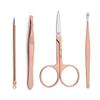 Conjunto de 7 Peças de Tesouras de Unha e Cortadores de Unha Ouro Rosa, Pintura Artesanal Fixa, Conjunto de Ferramentas para Manicure, Antiderrapante