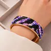 Pulsera Abierta Colorida de Perlas de Arroz con Pedrería Estilo Europeo y Americano Transfronteriza Pulsera Ancha Exagerada Moda Personalidad Tendencia Fresca Joyería de Mano