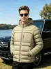 Jaqueta de Penas Nova para o Inverno 2026 com Capuz, Cor Sólida, Casaco Quente, Casual Masculino Básico Versátil Alta Qualidade Moda Premium