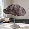Gorra de Boina Plaid Suelta Japonesa para Mujer, Cálida Gorra Octogonal Académica de Lana Mezclada para Otoño/Invierno con Visera Plana